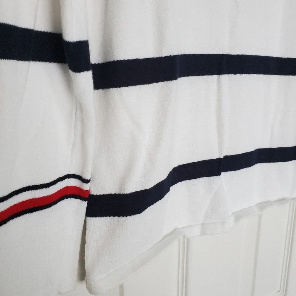 Tommy Hilfiger Nautical White Navy Stripe Long Sleeve Sweater Classy Top Size SP